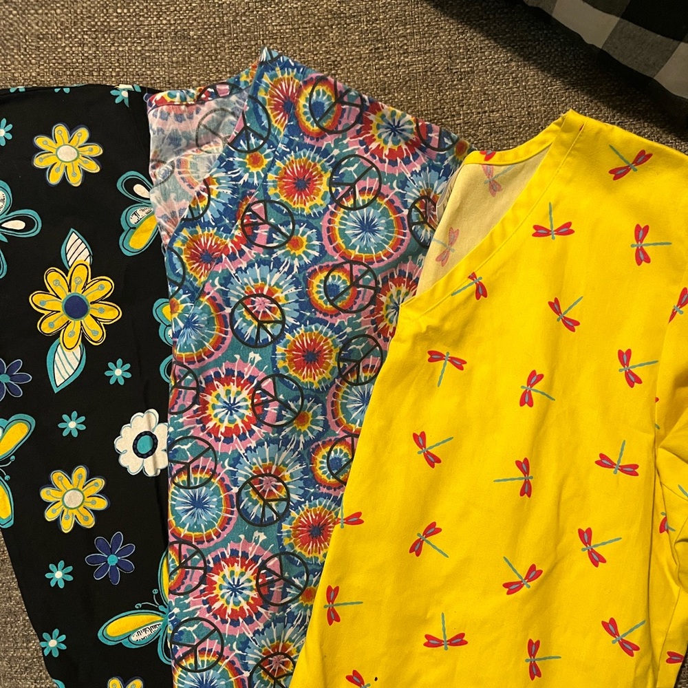 Super fun scrub tops basically brand new only worn once.